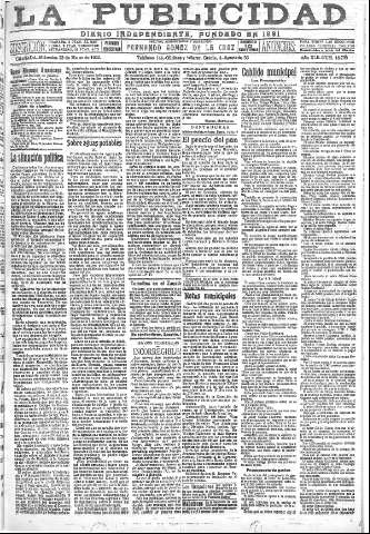 'La publicidad  : diario de avisos noticias y telegramas. Eco fiel de la opinión y verdadero defensor de los intereses morales y materiales de Granada y su provincia' - Año XLII Número 18795  - 1922 Marzo 22