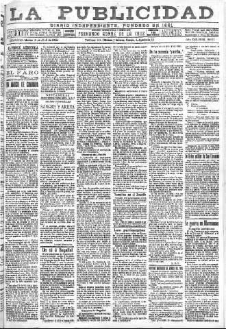 'La publicidad  : diario de avisos noticias y telegramas. Eco fiel de la opinión y verdadero defensor de los intereses morales y materiales de Granada y su provincia' - Año XLII Número 18817  - 1922 Abril 18