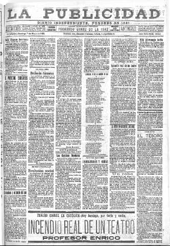 'La publicidad  : diario de avisos noticias y telegramas. Eco fiel de la opinión y verdadero defensor de los intereses morales y materiales de Granada y su provincia' - Año XLII Número 18832  - 1922 Mayo 07
