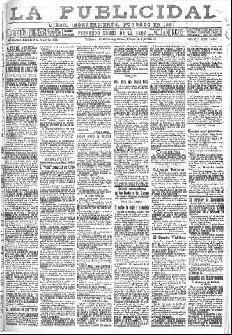'La publicidad  : diario de avisos noticias y telegramas. Eco fiel de la opinión y verdadero defensor de los intereses morales y materiales de Granada y su provincia' - Año XLII Número 18853  - 1922 Junio 03