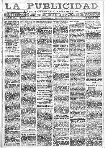 'La publicidad  : diario de avisos noticias y telegramas. Eco fiel de la opinión y verdadero defensor de los intereses morales y materiales de Granada y su provincia' - Año XLII Número 18983  - 1922 Noviembre 04