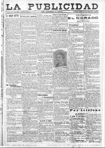 'La publicidad  : diario de avisos noticias y telegramas. Eco fiel de la opinión y verdadero defensor de los intereses morales y materiales de Granada y su provincia' - Año XLII Número 18997  - 1922 Noviembre 22