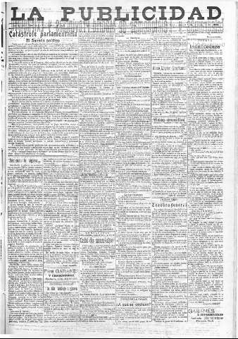 'La publicidad  : diario de avisos noticias y telegramas. Eco fiel de la opinión y verdadero defensor de los intereses morales y materiales de Granada y su provincia' - Año XLII Número 19010  - 1922 Diciembre 07