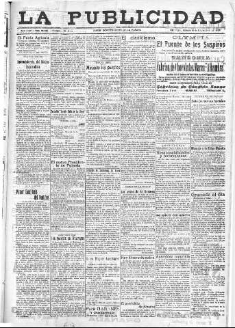 'La publicidad  : diario de avisos noticias y telegramas. Eco fiel de la opinión y verdadero defensor de los intereses morales y materiales de Granada y su provincia' - Año XLII Número 19023  - 1922 Diciembre 16