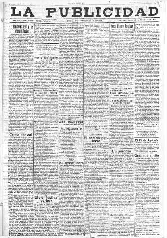 'La publicidad  : diario de avisos noticias y telegramas. Eco fiel de la opinión y verdadero defensor de los intereses morales y materiales de Granada y su provincia' - Año XLII Número 19033  - 1922 Diciembre 28