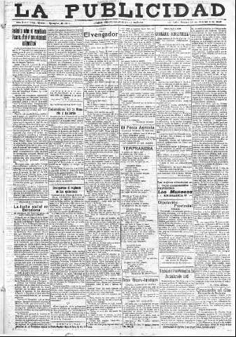 'La publicidad  : diario de avisos noticias y telegramas. Eco fiel de la opinión y verdadero defensor de los intereses morales y materiales de Granada y su provincia' - Año XLII Número 19034  - 1922 Diciembre 29
