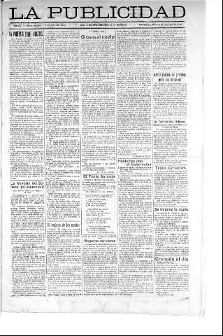 'La publicidad  : diario de avisos noticias y telegramas. Eco fiel de la opinión y verdadero defensor de los intereses morales y materiales de Granada y su provincia' - Año XLIII Número 19046  - 1923 Enero 12