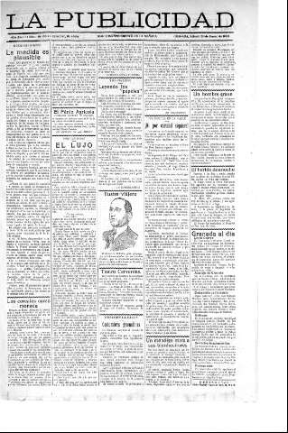 'La publicidad  : diario de avisos noticias y telegramas. Eco fiel de la opinión y verdadero defensor de los intereses morales y materiales de Granada y su provincia' - Año XLIII Número 19053  - 1923 Enero 20