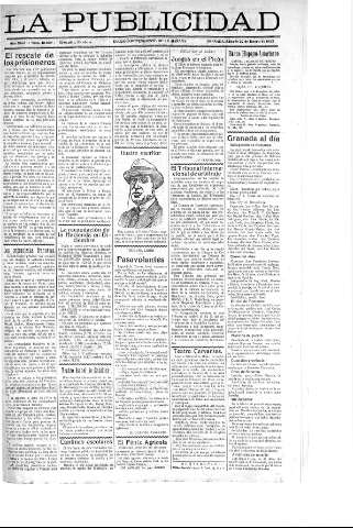 'La publicidad  : diario de avisos noticias y telegramas. Eco fiel de la opinión y verdadero defensor de los intereses morales y materiales de Granada y su provincia' - Año XLIII Número 19059  - 1923 Enero 27