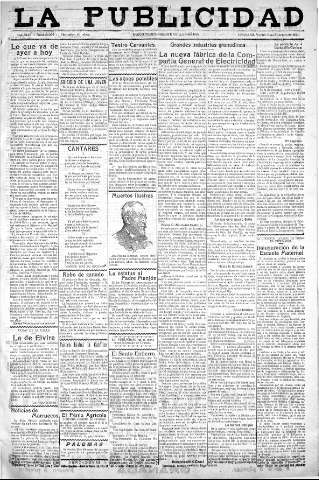 'La publicidad  : diario de avisos noticias y telegramas. Eco fiel de la opinión y verdadero defensor de los intereses morales y materiales de Granada y su provincia' - Año XLIII Número 19067  - 1923 Febrero 06