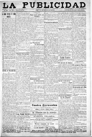 'La publicidad  : diario de avisos noticias y telegramas. Eco fiel de la opinión y verdadero defensor de los intereses morales y materiales de Granada y su provincia' - Año XLIII Número 19086  - 1923 Febrero 28