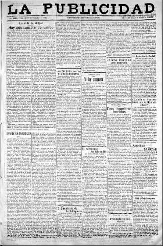'La publicidad  : diario de avisos noticias y telegramas. Eco fiel de la opinión y verdadero defensor de los intereses morales y materiales de Granada y su provincia' - Año XLIII Número 19093  - 1923 Marzo 08