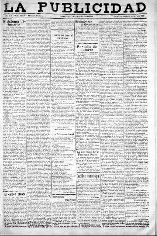 'La publicidad  : diario de avisos noticias y telegramas. Eco fiel de la opinión y verdadero defensor de los intereses morales y materiales de Granada y su provincia' - Año XLIII Número 20004  - 1923 Marzo 15
