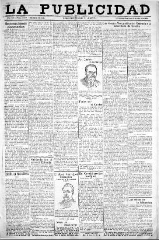 'La publicidad  : diario de avisos noticias y telegramas. Eco fiel de la opinión y verdadero defensor de los intereses morales y materiales de Granada y su provincia' - Año XLIII Número 20007  - 1923 Marzo 18