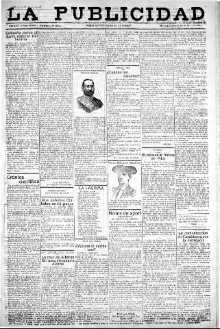 'La publicidad  : diario de avisos noticias y telegramas. Eco fiel de la opinión y verdadero defensor de los intereses morales y materiales de Granada y su provincia' - Año XLIII Número 20008  - 1923 Marzo 20