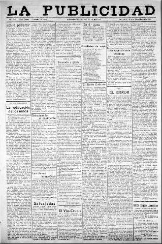 'La publicidad  : diario de avisos noticias y telegramas. Eco fiel de la opinión y verdadero defensor de los intereses morales y materiales de Granada y su provincia' - Año XLIII Número 20018  - 1923 Marzo 31