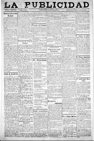'La publicidad  : diario de avisos noticias y telegramas. Eco fiel de la opinión y verdadero defensor de los intereses morales y materiales de Granada y su provincia' - Año XLIII Número 20027  - 1923 Abril 11