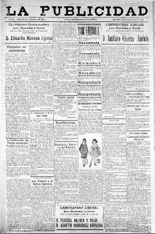 'La publicidad  : diario de avisos noticias y telegramas. Eco fiel de la opinión y verdadero defensor de los intereses morales y materiales de Granada y su provincia' - Año XLIII Número 20042  - 1923 Abril 28