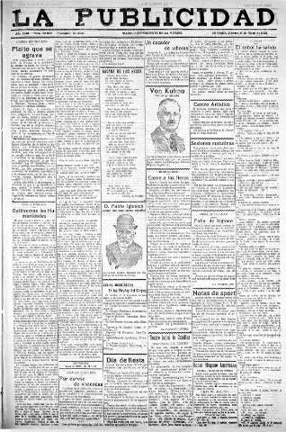 'La publicidad  : diario de avisos noticias y telegramas. Eco fiel de la opinión y verdadero defensor de los intereses morales y materiales de Granada y su provincia' - Año XLIII Número 20053  - 1923 Mayo 11