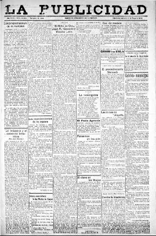 'La publicidad  : diario de avisos noticias y telegramas. Eco fiel de la opinión y verdadero defensor de los intereses morales y materiales de Granada y su provincia' - Año XLIII Número 20058  - 1923 Mayo 17