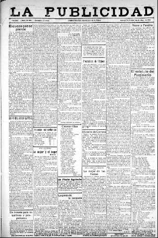 'La publicidad  : diario de avisos noticias y telegramas. Eco fiel de la opinión y verdadero defensor de los intereses morales y materiales de Granada y su provincia' - Año XLIII Número 20062  - 1923 Mayo 22