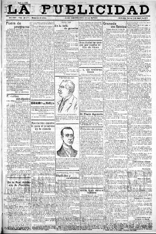 'La publicidad  : diario de avisos noticias y telegramas. Eco fiel de la opinión y verdadero defensor de los intereses morales y materiales de Granada y su provincia' - Año XLIII Número 20074  - 1923 Junio 05