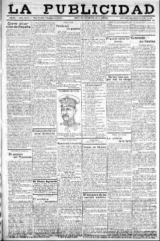 'La publicidad  : diario de avisos noticias y telegramas. Eco fiel de la opinión y verdadero defensor de los intereses morales y materiales de Granada y su provincia' - Año XLIII Número 20074  - 1923 Junio 06