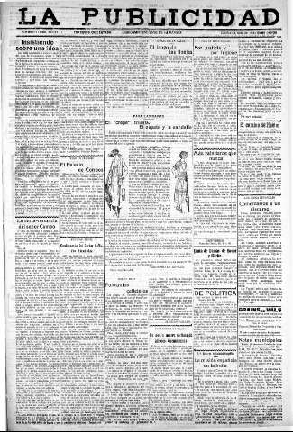 'La publicidad  : diario de avisos noticias y telegramas. Eco fiel de la opinión y verdadero defensor de los intereses morales y materiales de Granada y su provincia' - Año XLIII Número 20077  - 1923 Junio 16