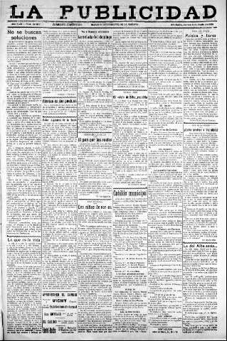'La publicidad  : diario de avisos noticias y telegramas. Eco fiel de la opinión y verdadero defensor de los intereses morales y materiales de Granada y su provincia' - Año XLIII Número 20077  - 1923 Junio 21