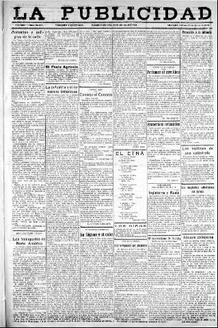 'La publicidad  : diario de avisos noticias y telegramas. Eco fiel de la opinión y verdadero defensor de los intereses morales y materiales de Granada y su provincia' - Año XLIII Número 20077  - 1923 Junio 23