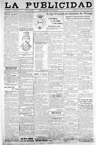 'La publicidad  : diario de avisos noticias y telegramas. Eco fiel de la opinión y verdadero defensor de los intereses morales y materiales de Granada y su provincia' - Año XLIII Número 20153  - 1923 Agosto 26