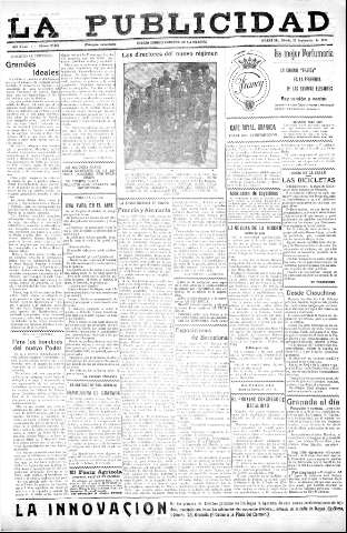 'La publicidad  : diario de avisos noticias y telegramas. Eco fiel de la opinión y verdadero defensor de los intereses morales y materiales de Granada y su provincia' - Año XLIII Número 20182  - 1923 Septiembre 22