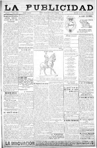 'La publicidad  : diario de avisos noticias y telegramas. Eco fiel de la opinión y verdadero defensor de los intereses morales y materiales de Granada y su provincia' - Año XLIII Número 20136  - 1923 Noviembre 21