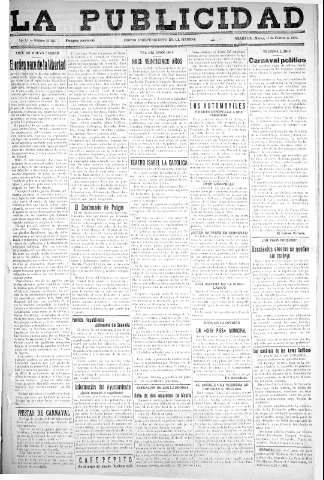 'La publicidad  : diario de avisos noticias y telegramas. Eco fiel de la opinión y verdadero defensor de los intereses morales y materiales de Granada y su provincia' - Año LI Número 23352  - 1931 Febrero 17