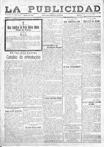 'La publicidad  : diario de avisos noticias y telegramas. Eco fiel de la opinión y verdadero defensor de los intereses morales y materiales de Granada y su provincia' - Año LII Número 23322  - 1932 Enero 07