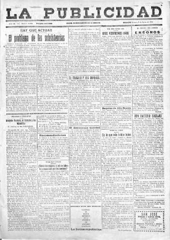 'La publicidad  : diario de avisos noticias y telegramas. Eco fiel de la opinión y verdadero defensor de los intereses morales y materiales de Granada y su provincia' - Año LII Número 23323  - 1932 Enero 08