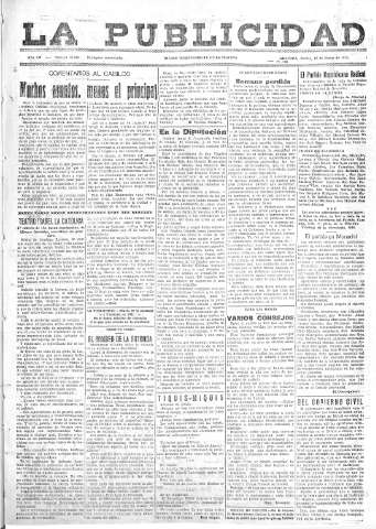 'La publicidad  : diario de avisos noticias y telegramas. Eco fiel de la opinión y verdadero defensor de los intereses morales y materiales de Granada y su provincia' - Año LII Número 23326  - 1932 Enero 12