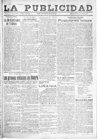'La publicidad  : diario de avisos noticias y telegramas. Eco fiel de la opinión y verdadero defensor de los intereses morales y materiales de Granada y su provincia' - Año LII Número 23336  - 1932 Abril 30