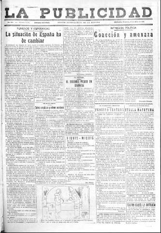 'La publicidad  : diario de avisos noticias y telegramas. Eco fiel de la opinión y verdadero defensor de los intereses morales y materiales de Granada y su provincia' - Año LII Número 23381  - 1932 Junio 22