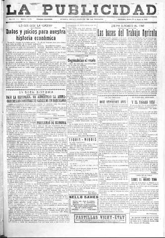 'La publicidad  : diario de avisos noticias y telegramas. Eco fiel de la opinión y verdadero defensor de los intereses morales y materiales de Granada y su provincia' - Año LII Número 23382  - 1932 Junio 23