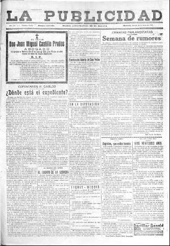 'La publicidad  : diario de avisos noticias y telegramas. Eco fiel de la opinión y verdadero defensor de los intereses morales y materiales de Granada y su provincia' - Año LII Número 23386  - 1932 Junio 28