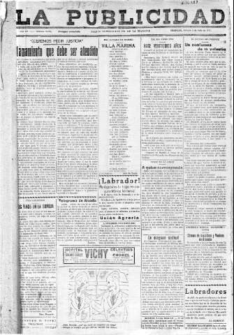 'La publicidad  : diario de avisos noticias y telegramas. Eco fiel de la opinión y verdadero defensor de los intereses morales y materiales de Granada y su provincia' - Año LII Número 23390  - 1932 Julio 02