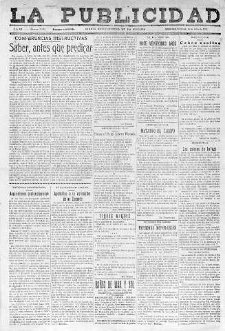 'La publicidad  : diario de avisos noticias y telegramas. Eco fiel de la opinión y verdadero defensor de los intereses morales y materiales de Granada y su provincia' - Año LII Número 23391  - 1932 Julio 10