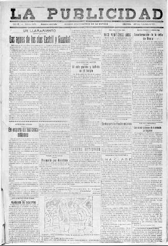 'La publicidad  : diario de avisos noticias y telegramas. Eco fiel de la opinión y verdadero defensor de los intereses morales y materiales de Granada y su provincia' - Año LII Número 23393  - 1932 Julio 13