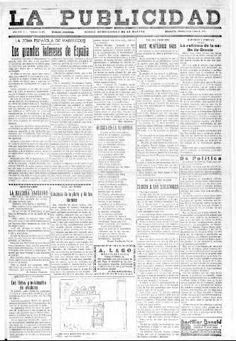 'La publicidad  : diario de avisos noticias y telegramas. Eco fiel de la opinión y verdadero defensor de los intereses morales y materiales de Granada y su provincia' - Año LII Número 23396  - 1932 Julio 16