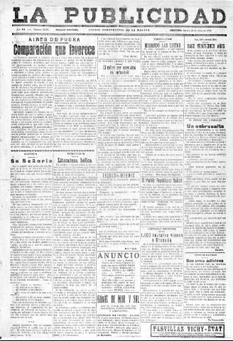 'La publicidad  : diario de avisos noticias y telegramas. Eco fiel de la opinión y verdadero defensor de los intereses morales y materiales de Granada y su provincia' - Año LII Número 23394  - 1932 Julio 21