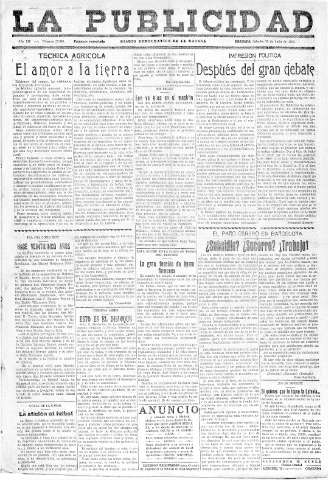 'La publicidad  : diario de avisos noticias y telegramas. Eco fiel de la opinión y verdadero defensor de los intereses morales y materiales de Granada y su provincia' - Año LII Número 23396  - 1932 Julio 23