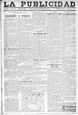 'La publicidad  : diario de avisos noticias y telegramas. Eco fiel de la opinión y verdadero defensor de los intereses morales y materiales de Granada y su provincia' - Año LII Número 23411  - 1932 Agosto 10