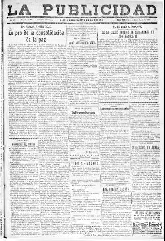 'La publicidad  : diario de avisos noticias y telegramas. Eco fiel de la opinión y verdadero defensor de los intereses morales y materiales de Granada y su provincia' - Año LII Número 23413  - 1932 Agosto 24