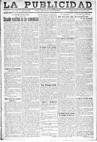 'La publicidad  : diario de avisos noticias y telegramas. Eco fiel de la opinión y verdadero defensor de los intereses morales y materiales de Granada y su provincia' - Año LII Número 23420  - 1932 Septiembre 01